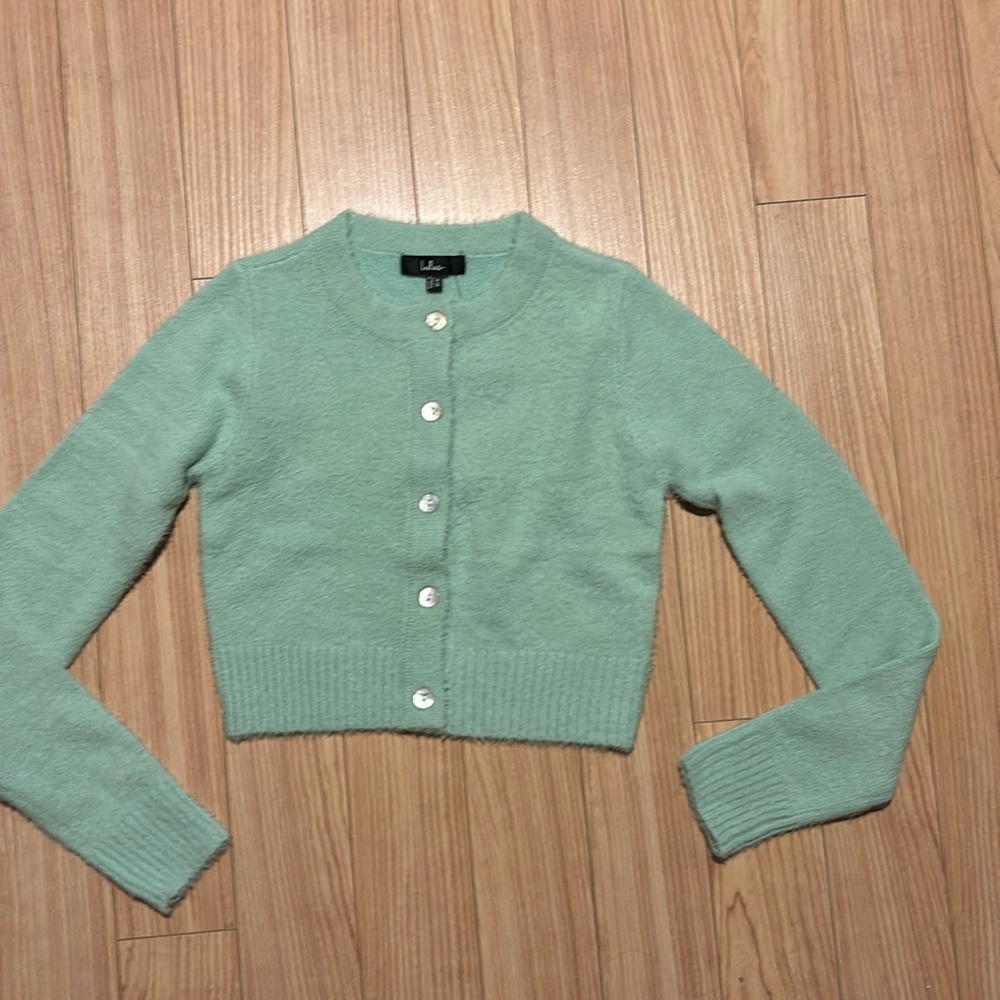 Lulu's Mint Green Cropped Button Cardigan